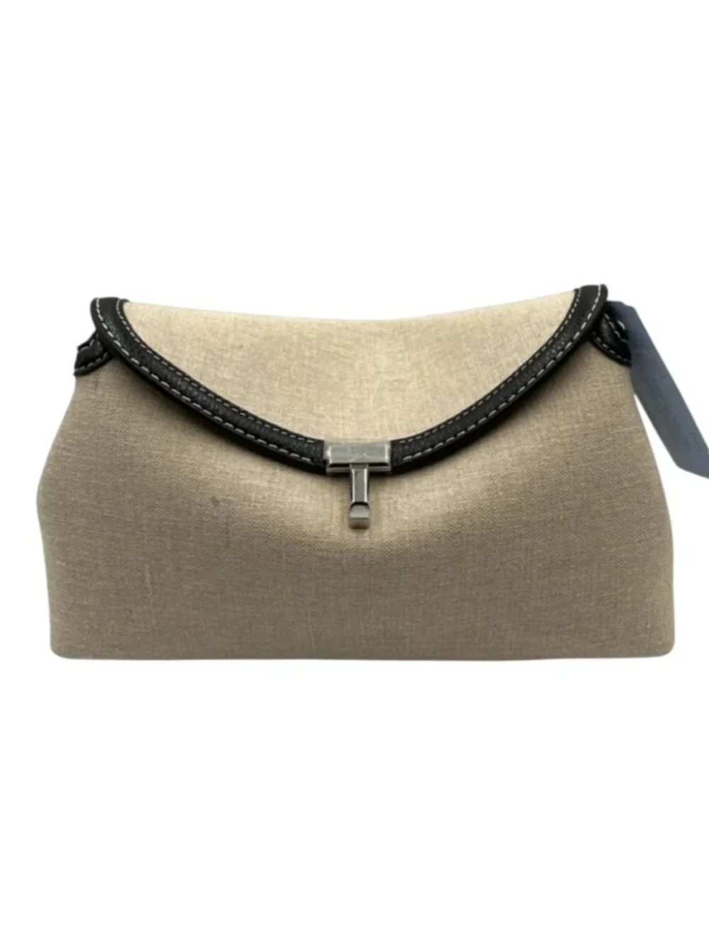 NWT TOTEME T-Lock Canvas Clutch Ecru Black Crossbody